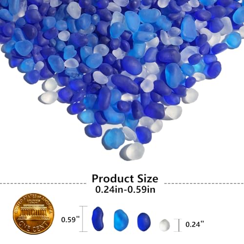 Blue Frosted Sea Glass Pebbles (0.9 lb) - Vase Fillers & Aquarium Gravel