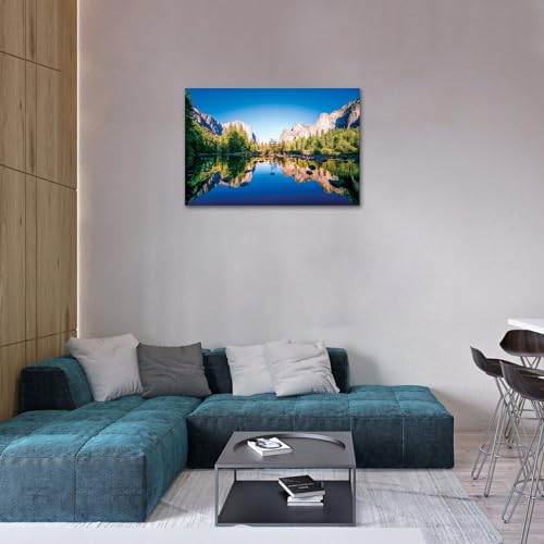 SKASNFAI Yosemite National Park Forest Canvas Wall Art 24x36 Framed (Forest 03) – Blue Lake