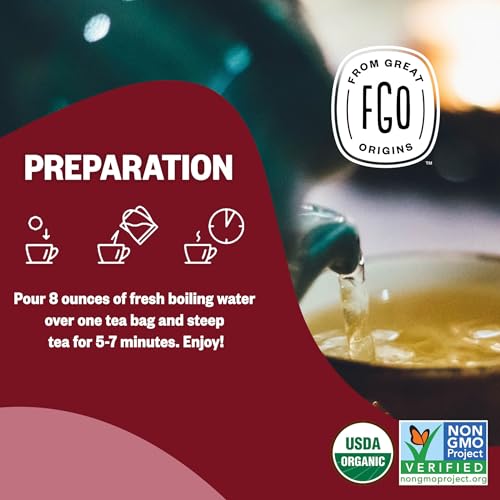 FGO Organic Hibiscus Tea Bags 100 Count Caffeine Free Herbal Tea