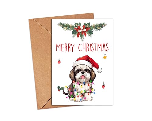 Shih Tzu Christmas Card - Cute Dog Greeting Card for Dog Lovers