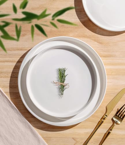 TheTerra Ceramic Dinnerware Set for 4 - 12-Piece Bright White, 10.25" Plates