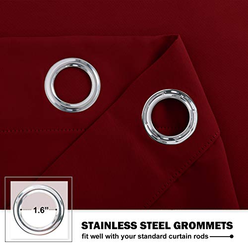 NICETOWN Blackout Christmas Tiers Curtains 30 Inch Length for RV Kitchen Basement Thermal Insulated Grommet Small Window Curtain for Bathroom Cabinet,42" Wide by 30" Long, 2 Panels, Burgundy Red