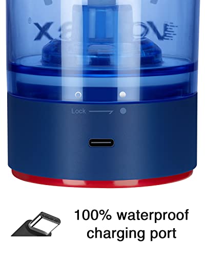 VOLTRX Power Blue Electric Shaker Bottle - USB-C Rechargeable Protein Mixer, 24 oz