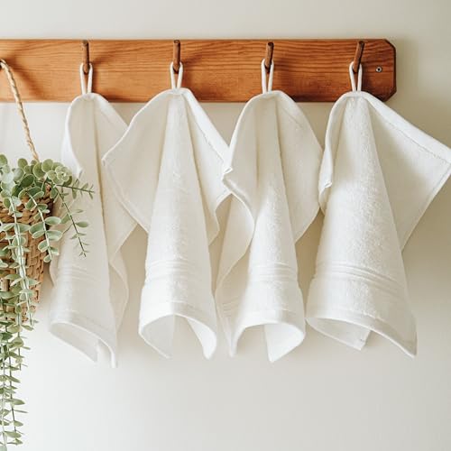 4-Piece Turkish Cotton Washcloth Set - 700 GSM Plush Hanging Bath Towels