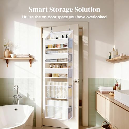 5-Tier Over the Door Organizer with 10 Mesh Pockets & Clear Windows
