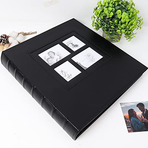 Large 4x6 Photo Album - 600 Capacity PU Leather Memory Book with Window