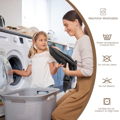 4-Pack Cotton Bath Towels with Hanging Loop, Gray 55x27 Inch Set
