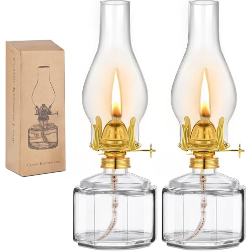 Vintage Glass Kerosene Oil Lamp for Indoor Use - Clear Hurricane Lantern