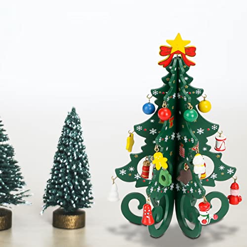 Spencer 2-Piece Wooden Mini Christmas Tree Set - 7.5 Inch Holiday Tabletop Decor