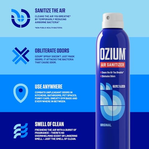 Ozium 0.8 oz. Air Sanitizer & Odor Eliminator for Homes, Cars, Offices and More, Original Scent, Pack of 6