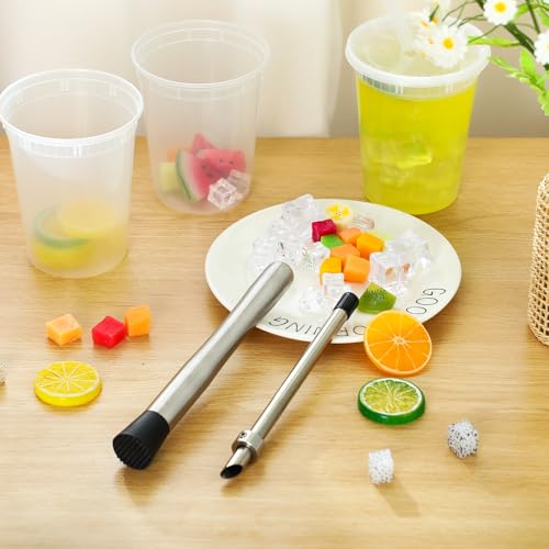 Honeydak 8.7 Inch Lemonade Punch Tool Set - 5 Pcs Straw Hole Puncher, Muddler & Stir Spoon
