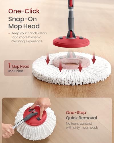 Spin Mop and Bucket Set with Foot Pedal Wringer & Extendable Handle