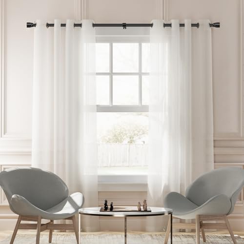 Heavy Duty Adjustable Curtain Rod - 1" Matte Black Metal Rod (30 to 144")