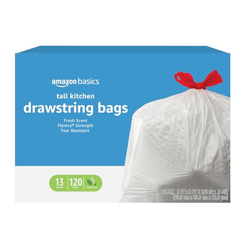 13 Gallon Tall Kitchen Drawstring Trash Bags - Fresh Scent (120 Count)