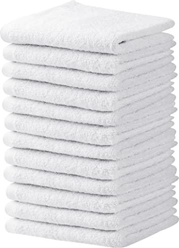 Premium Cotton Salon Towels 16x27 Inches, 12-Pack White Absorbent Hand Towels
