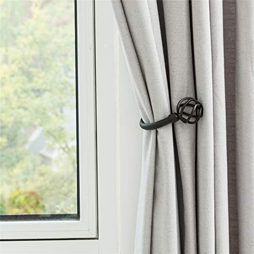 Geometric Industrial Cast Iron Curtain Holdbacks - Heavy Duty Matte Black