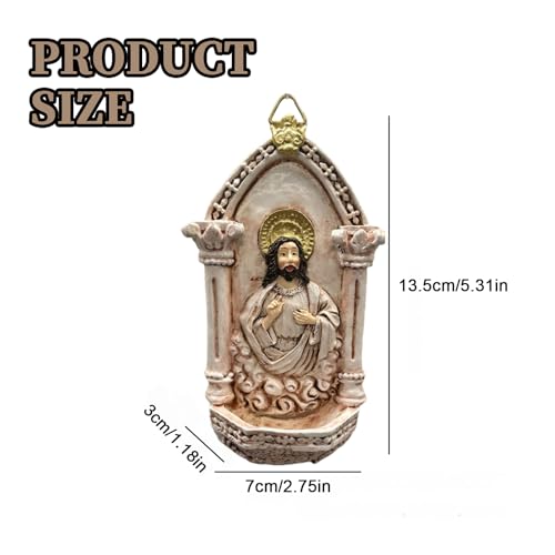 Vintage Resin Wall-Mounted Holy Water Font Religious Wall Sculpture
