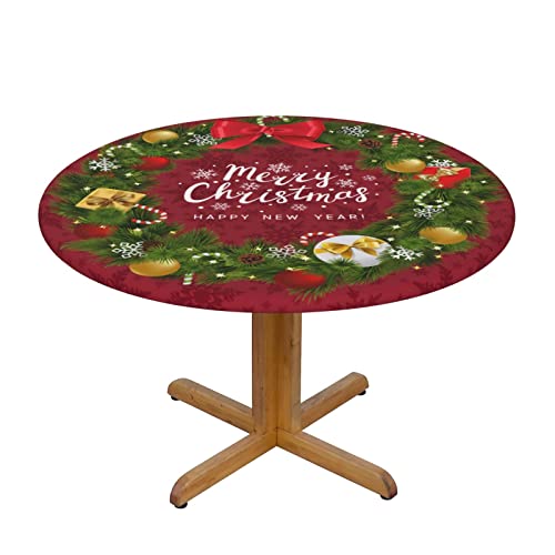 KUOAICY 44-Inch Waterproof Elastic Edge Round Fitted Tablecloth for Dining