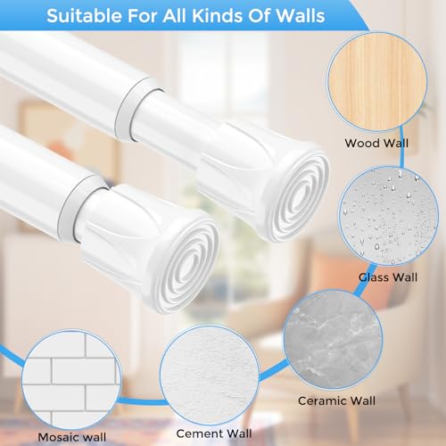 2 Pack Small Spring Tension Rods 8 to 12.5 Inch, No-Drill Adjustable Rod
