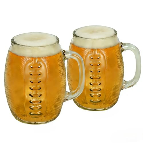 37oz Extra-Large Glass Beer Mugs with Handle - Set of 2 Jumbo Beer Steins