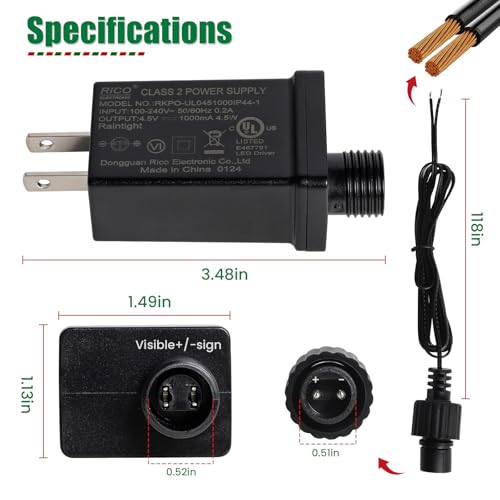 4.5V 1A LED Power Supply Transformer for Christmas & Seasonal Decorations - SZMiNiLED