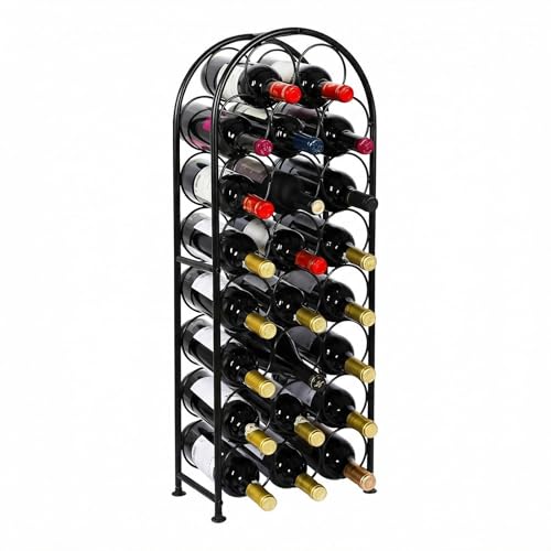 23-Bottle Arched Metal Floor Wine Rack, Freestanding Wine Storage Stand