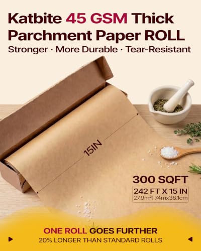 Unbleached Parchment Paper Roll with Serrated Cutter - 15in x 242ft (300 Sq Ft)