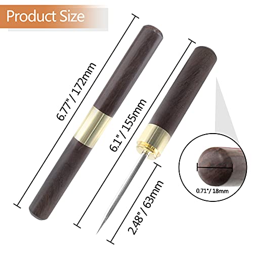 Zorfeter 6.8-Inch Stainless Steel Ice Picks with Black & Brown Wooden Handles - Pack of 2