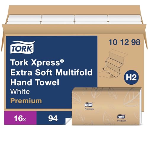 Extra Soft Multifold Paper Hand Towels, White & Blue Leaf Print, 16 Packs