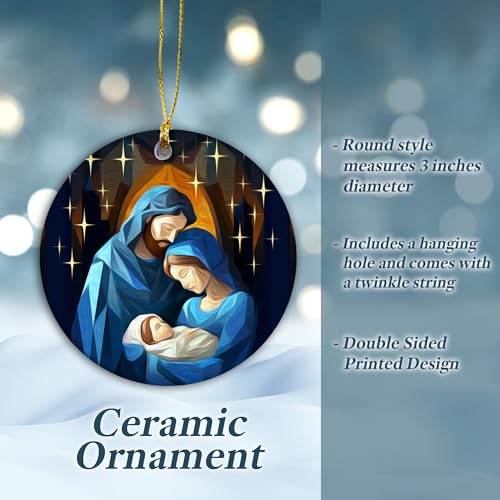 Starry Nativity Holy Family Ornament – SunSky Gallery Religious Christmas Tree Décor