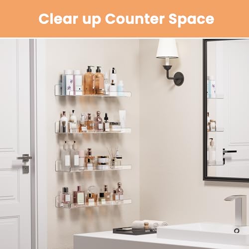 upsimples 4 Pcs 15" Acrylic Shelves for Wall Storage and Organizer,