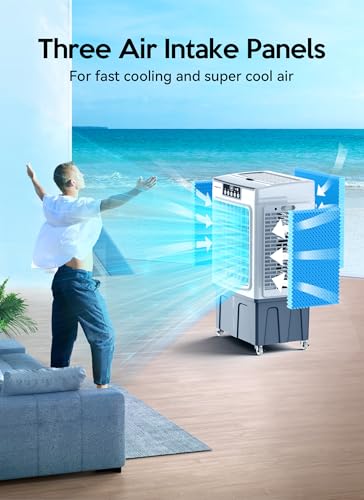 Evaporative Air Cooler 2100CFM 8-Gallon Swamp Cooler with 120° Oscillation