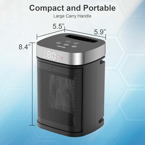 Small Portable Electric Space Heater with Thermostat and Remote