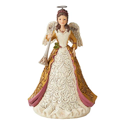 Jim Shore Angel Holding Horn Figurine - Victorian Style, 9.5 Inch Collectible