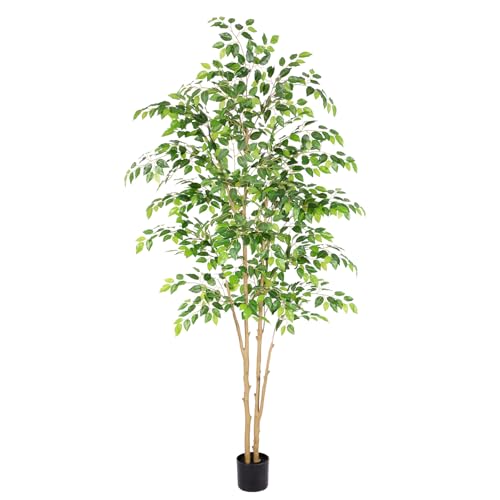 7ft UV Resistant Ficus Tree - Realistic Potted Faux Plant
