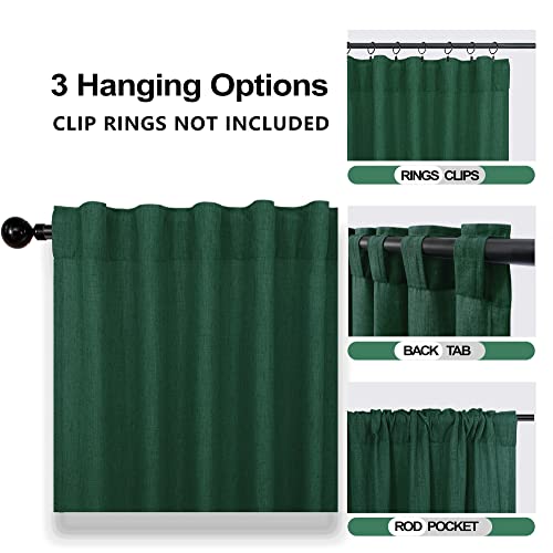 Mrs.Naturall Emerald Green Linen Curtains 8FT, 52x96 Inches, Pack of 2