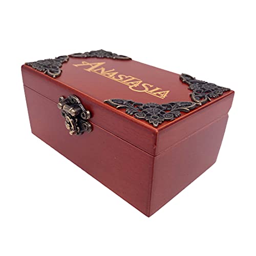 Engraved Wooden Wind-Up Musical Jewelry Box with Mirror - 18 Note Movement