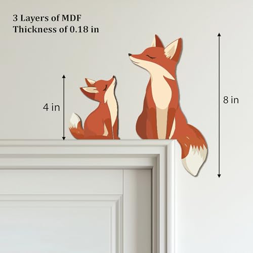 Wooden Fox Door Topper Set, Woodland Nursery Wall Decor, 8-Inch
