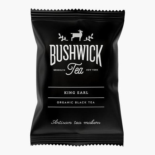 (50 Sachets) Bushwick Tea | King Earl Grey Tea | Organic Full Leaf Black Tea Blend from Assam with Cold Pressed Bergamot Oil from Calabria, Italy | No Added Sugar | Non-GMO (50 Sachets)