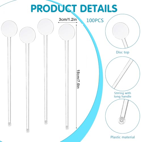 100 Clear Plastic Cocktail Stir Sticks - 7 Inch Beverage Mixing Stirrers