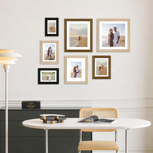 Chrspk 3-Pack Rustic Brown 5x7 Picture Frames with Glass, Wall Mount