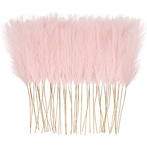 50pcs Pink Artificial Pampas Grass, 21.6-Inch Faux Floral Branches