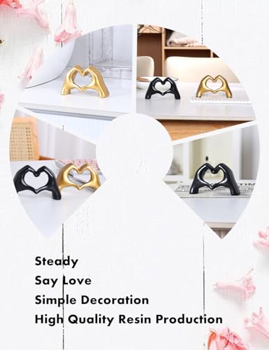 Gold Heart Hands Sculpture Modern Aesthetic Shelf Decor for Home