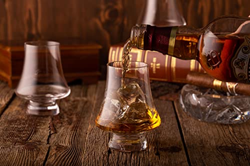 LUXBE Set of 4 Crystal Bourbon Whisky Glasses - Narrow Rim Tasting Glass 9oz