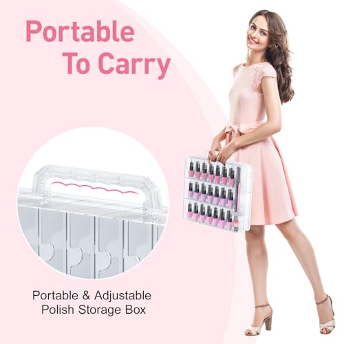 Beloving Clear Nail Polish Organizer 48 Bottles with Adjustable Dividers - Compact Storage Case