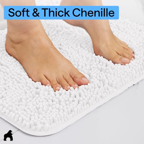 Soft Absorbent Chenille Bath Rug, Non-Slip Microfiber Shower Mat, 24x17