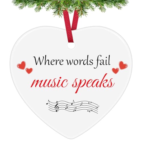 Music Lover Gift Ceramic Heart Ornament - Inspirational Keepsake for Musicians & Teachers