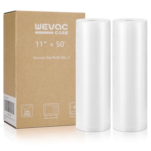 Heavy Duty Vacuum Sealer Rolls 11" x 50' (2 Pack) - BPA-Free Food Storage Bags