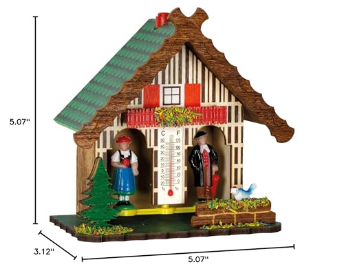 German Black Forest Weather House TU 803 - Traditional Wooden Humidity Indicator