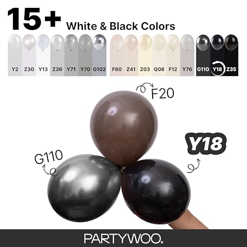 PartyWoo Black Balloons 155pcs Assorted Sizes Latex Party Decor